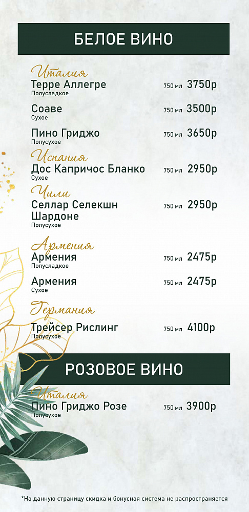 Барное меню